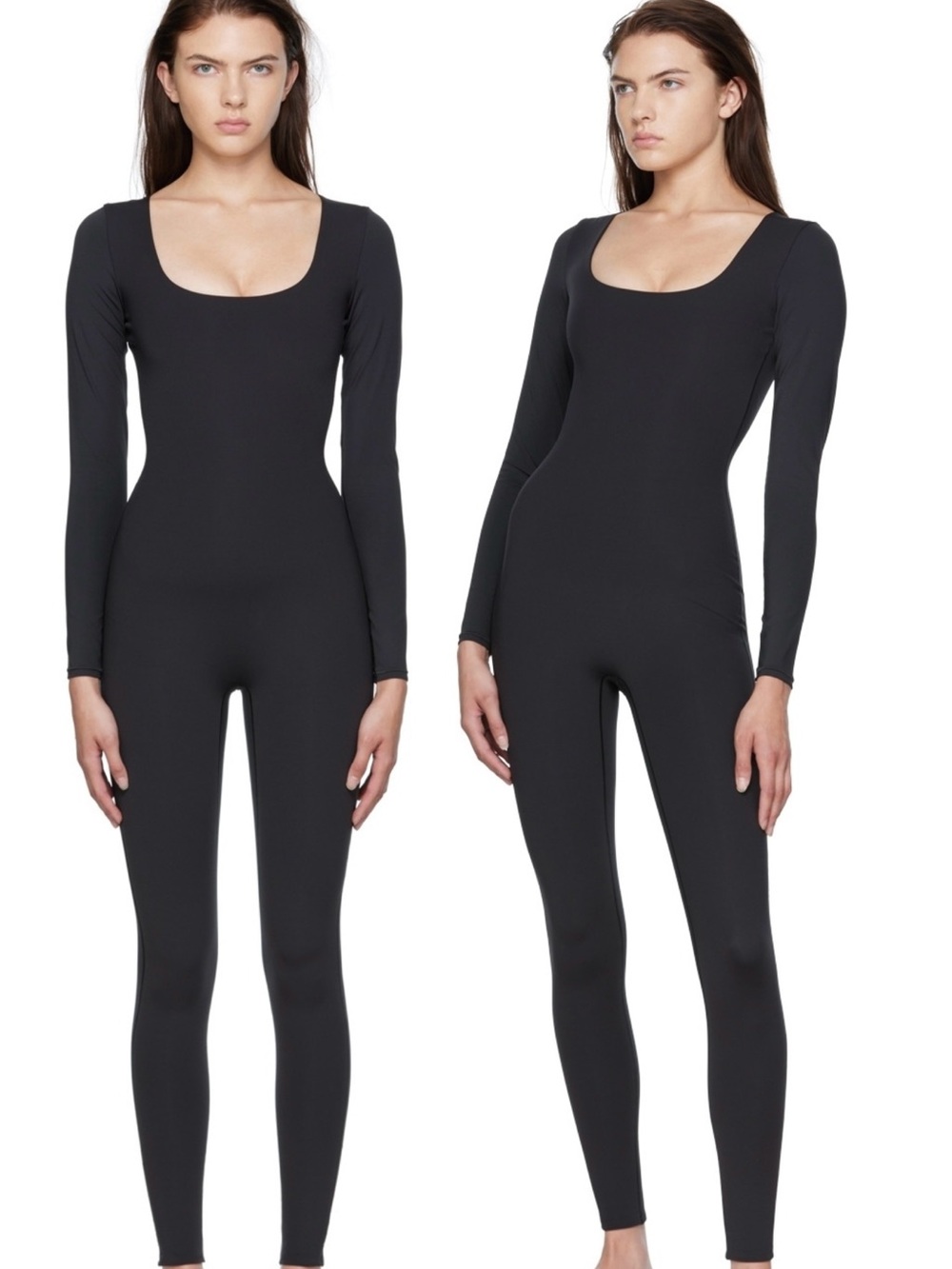 BNWT SKIMS All-In-One Black Scoop Neck Long-Sleeve Onesie Onyx Jumpsuit SZ LARGE